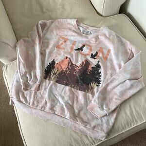 ZION National Park Graphic Crewneck Fleece Sweatshirt Size 2X